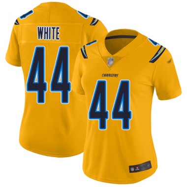Los Angeles Chargers NFL Football Kyzir White Gold Jersey Women Limited #44 Inverted Legend->los angeles chargers->NFL Jersey